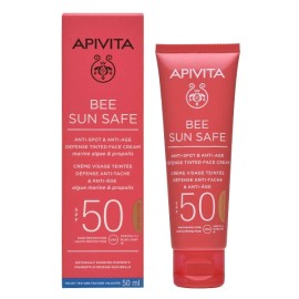 Apivita Bee Sun Safe Αντηλιακή Κρέμα Προσώπου Κατά των Πανάδων και των Ρυτίδων με Χρώμα Golden SPF50 50 ml