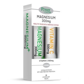 Power of Nature Magnesium 300 mg 20 eff tabs & Vitamin C 500 mg 20 eff tabs