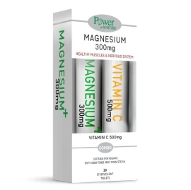 Power of Nature Magnesium 300 mg 20 eff tabs & Vitamin C 500 mg 20 eff tabs