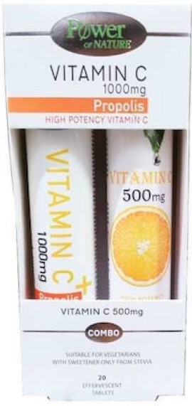 Power Of Nature Vitamin C 1000mg Propolis 20 αναβράζοντα δισκία & Vitamin C 500mg 20 αναβράζοντα δισκία