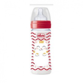 Chicco Pop Friends Well-Being Πλαστικό Μπιμπερό Red Cat Θηλή Σιλικόνης 2m+ 250ml