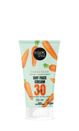 Organic Shop Sunscreen Day Face Cream Carrot + Antioxidant for Normal to Dry Skin SPF30 50 ml