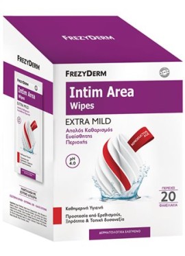 Frezyderm Intim Area Wipes Extra Mild Μαντηλάκια Καθαρισμού Για Την Ευαίσθητη Περιοχή 20 Φακελάκια