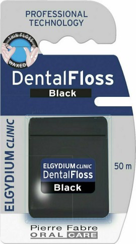 Elgydium Clinic Dental Floss Black Chlorhexidine Οδοντικό Νήμα Μαύρο Χρώμα 50m