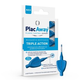 Plac Away Μεσοδόντια Βουρτσάκια Triple Action 0.6 mm IS0 3 Μπλε 6 τμχ