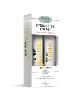 Power of Nature Hydrolytes Energy Γεύση Φράουλα 17 αναβράζοντα δισκία + Δώρο Vitamin C 500 mg 20 αναβράζοντα δισκία