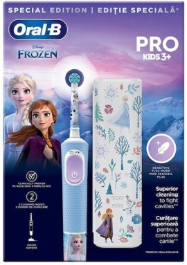 Oral B Kids Pro Ηλεκτρική Οδοντόβουρτσα Frozen με Θήκη Ταξιδίου, για Παιδιά 3+ Ετών Γαλάζιο 1 Τεμάχιο