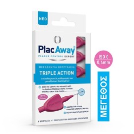 Plac Away Μεσοδόντια Βουρτσάκια Triple Action 0.4 mm IS0 0 Ροζ 6 τμχ