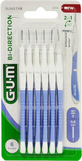 GUM Bi-Direction Interdental 0.6 mm Μεσοδόντια Βουρτσάκια 6 τμχ