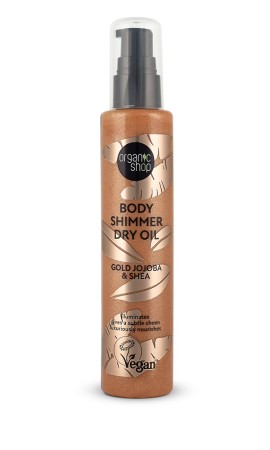 Organic Shop Body Shimmer Oil Gold Jojoba & Shea Λάδι Σώματος για Χρυσή Λάμψη 100 ml