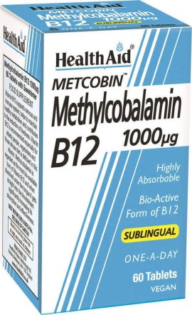 Health Aid Metcobin Methylcobalamin B12 1000 μg 60 sublingual tabs