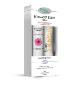 Power of Nature Echinacea Extra 100 mg Stevia 20 αναβράζοντα δισκία + Vitamin C 500 mg 20 αναβράζοντα δισκία