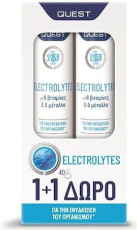 Quest Once a Day Electrolytes Γεύση Lemon-Lime 20 αναβράζοντα δισκία 1+1 Δώρο