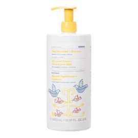 Korres Baby Showergel + Shampoo Βρεφικό Αφρόλουτρο + Σαμπουάν Από Τη Γέννηση 1000 ml