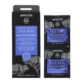 Apivita Moisturizing & Anti-pollution Face Mask With Sea Lavender 2x8ml