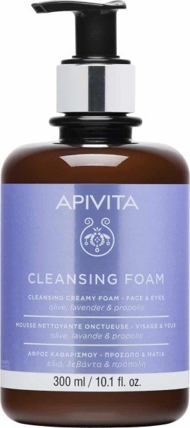 Apivita Cleansing Foam Αφρός καθαρισμού πρόσωπο-μάτια ελιά & λεβάντα 300 ml