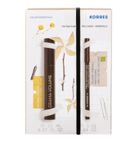 Korres Set Drama Volume No01 Black Mascara Extreme Volume για Μέγιστο Όγκο Μαύρο 11ml + Volcanic Minerals Long Lasting Eyeliner No01 Μαύρο Μολύβι 1,2gr