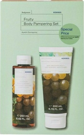 Korres Fruity Body Pampering Set Santorini Grape Renewing Body Cleanser 250 ml & Body Smoothing Milk 200 ml